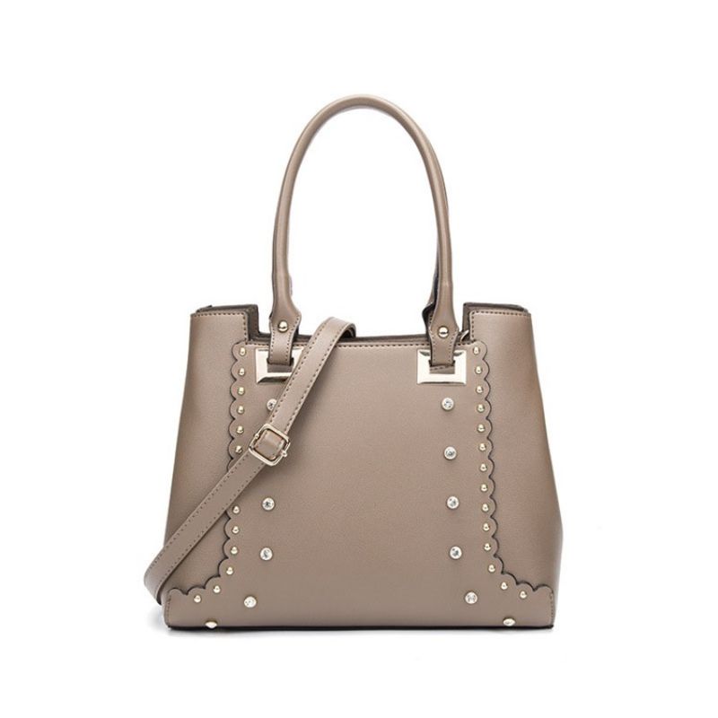 Pu Rivet Plain Rectangle Tote Bag Sety