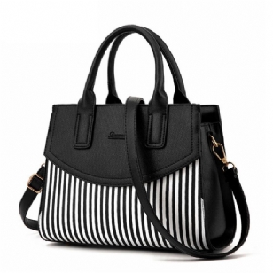 Pu Stripe Color Block Square Tote Bags