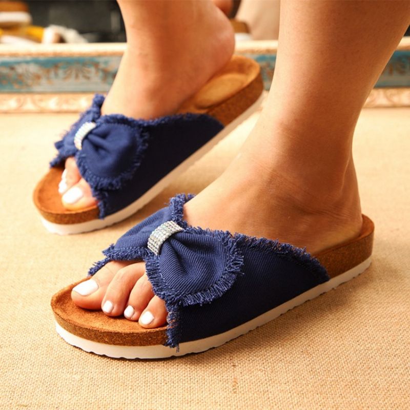 Korejské Dámské Pantofle Slip-on Toe Ring Bow