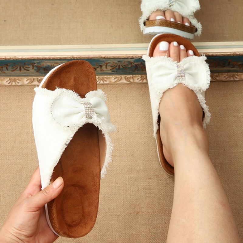 Korejské Dámské Pantofle Slip-on Toe Ring Bow