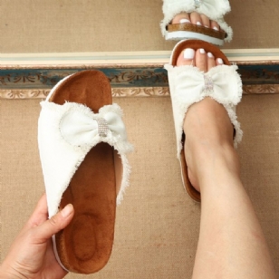 Korejské Dámské Pantofle Slip-on Toe Ring Bow