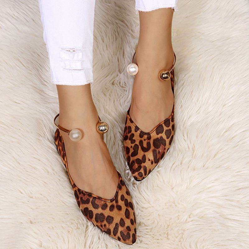 Korálky Slip-on Block Heel Leopardí Tenké Boty