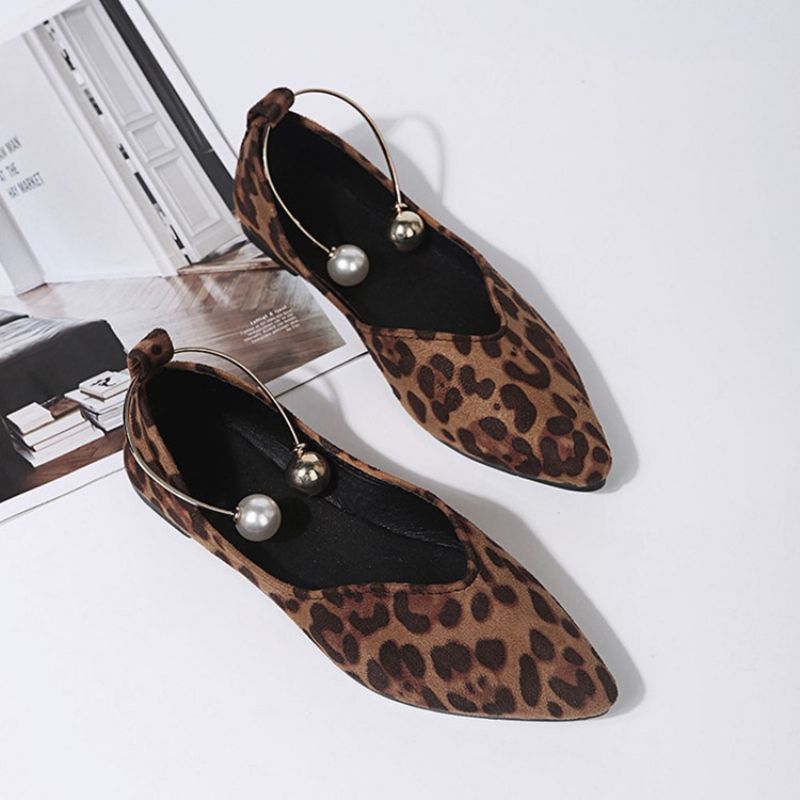 Korálky Slip-on Block Heel Leopardí Tenké Boty