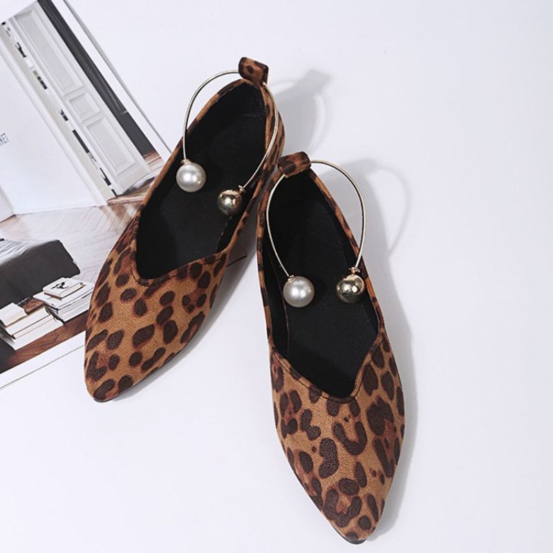 Korálky Slip-on Block Heel Leopardí Tenké Boty