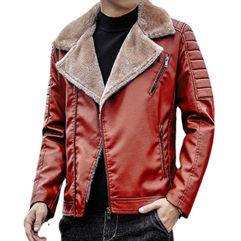 Lapel Fleece Plain Slim European Jacket