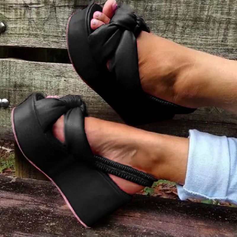 Neformální Sandály S Elastickým Páskem Peep Toe