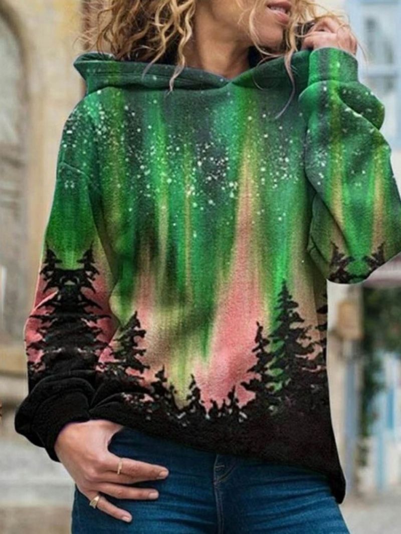 Dámská Mikina S Kapucí Galaxy Print Regular Fleece Standard