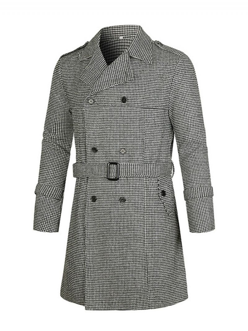 Středně Dlouhá Klopa Houndstooth European Slim Coat