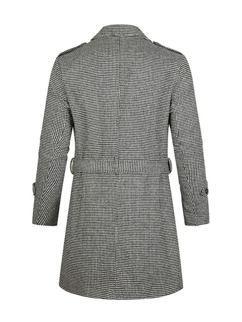 Středně Dlouhá Klopa Houndstooth European Slim Coat