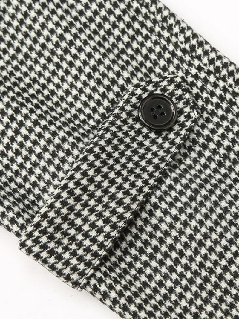 Středně Dlouhá Klopa Houndstooth European Slim Coat