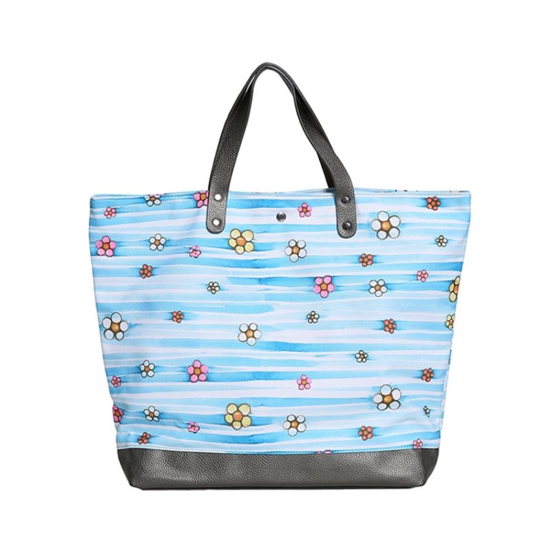 Bohemian Canvas Floral Square Tote Bags