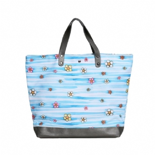 Bohemian Canvas Floral Square Tote Bags