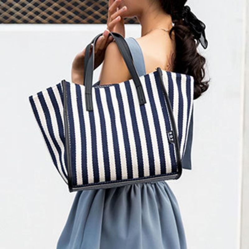 Plátěné Nitě Stripe Wing Tote Bag