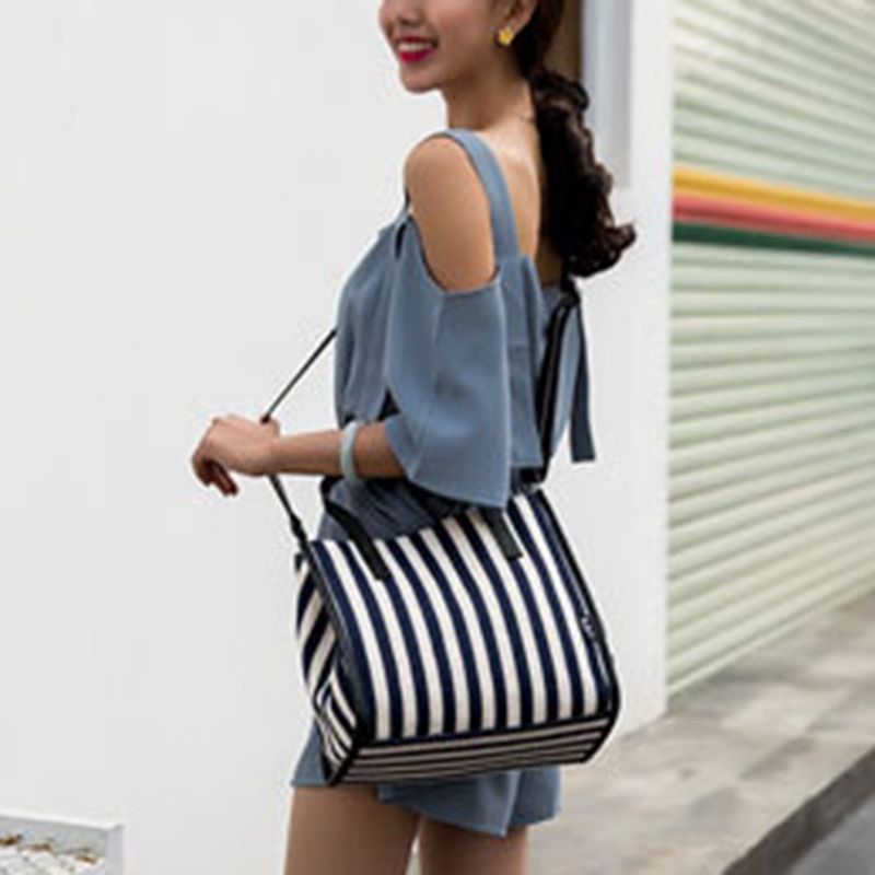 Plátěné Nitě Stripe Wing Tote Bag