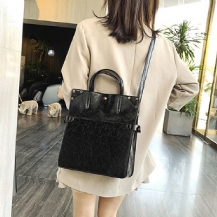 Pu Rivet Plain Rectangle Tote Bag