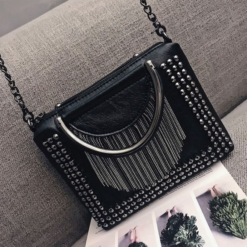 Rivet Pu Plain Rectangle Crossbody Kabelky