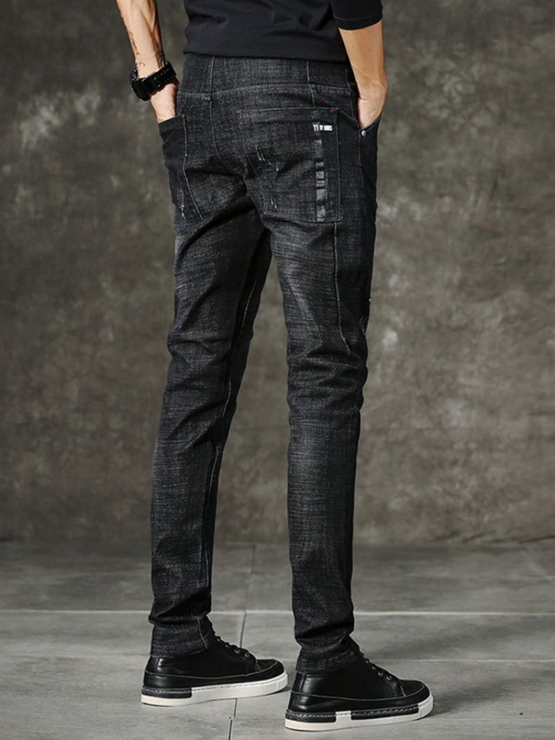 Nošené Tužkové Kalhoty European Mid Waist Jeans