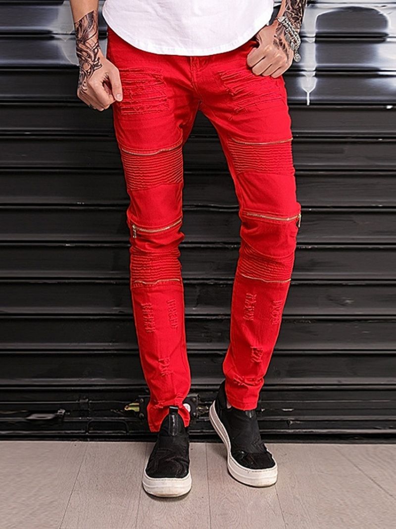 Plain Pencil Kalhoty Na Zip European Jeans