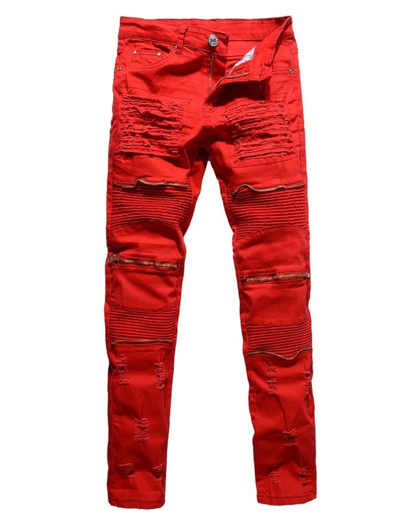 Plain Pencil Kalhoty Na Zip European Jeans