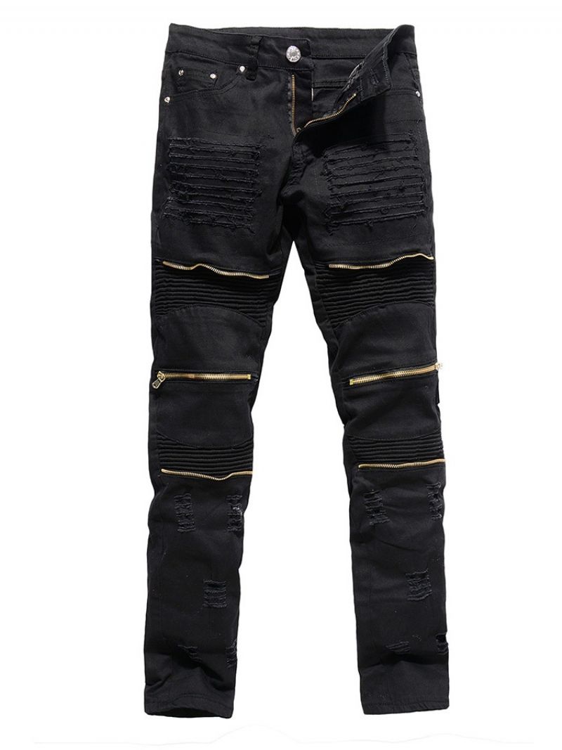 Plain Pencil Kalhoty Na Zip European Jeans