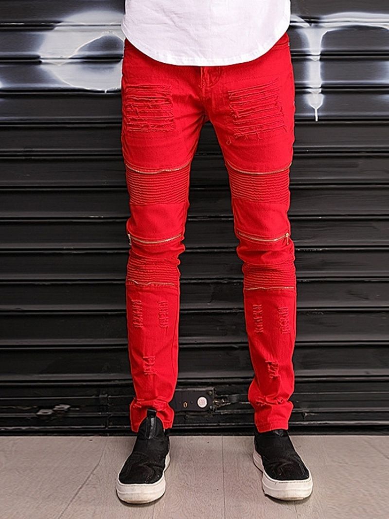 Plain Pencil Kalhoty Na Zip European Jeans