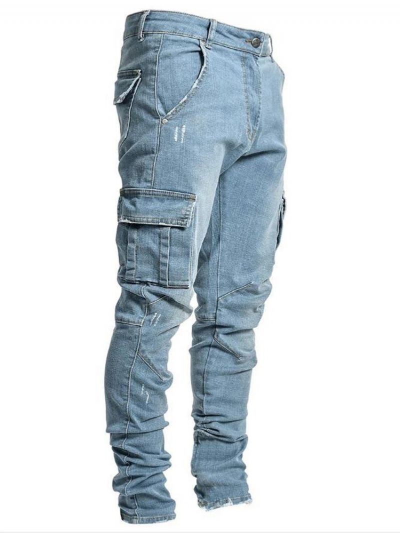 Plain Pocket Pencil Kalhoty European Zipper Jeans