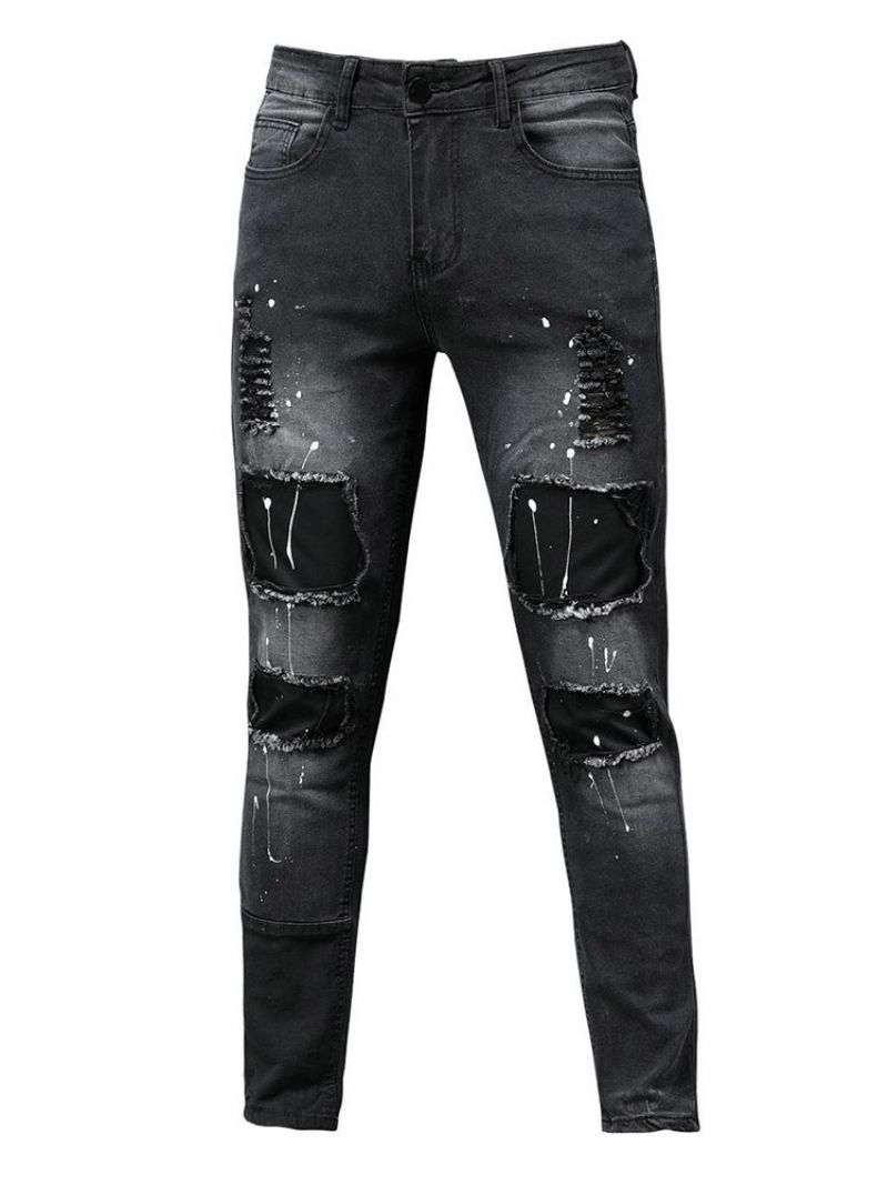 Tužka Kalhoty Paint Splatters Mid Waist European Jeans