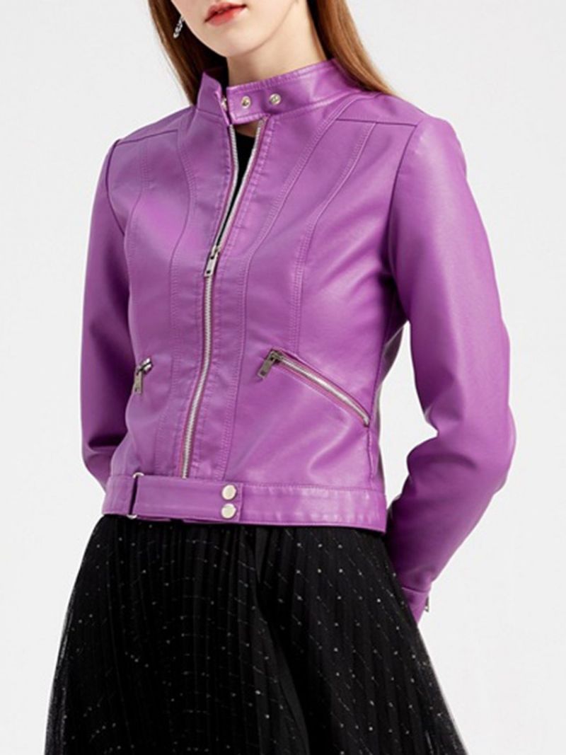 Zip Purple Standard Slim Winter Pu Bunda