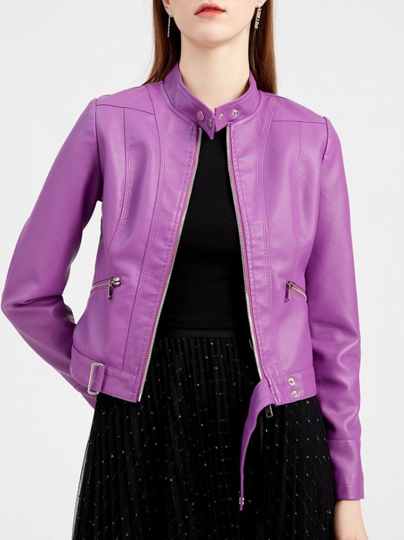 Zip Purple Standard Slim Winter Pu Bunda