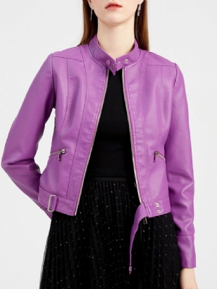 Zip Purple Standard Slim Winter Pu Bunda