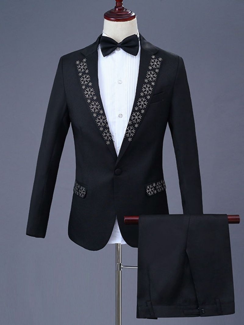 One Button Diamond Blazer Pants Pánský Společenský Společenský Oblek