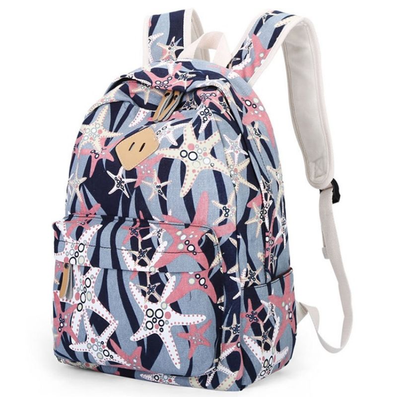 Starfish Print Canvas Backpack