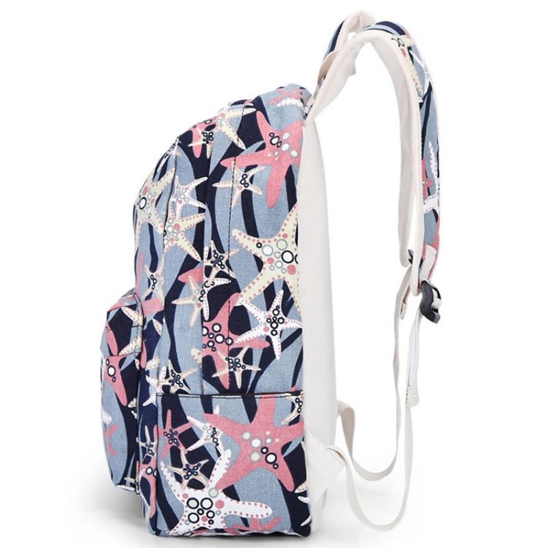 Starfish Print Canvas Backpack