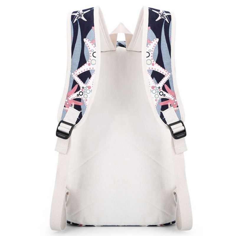 Starfish Print Canvas Backpack