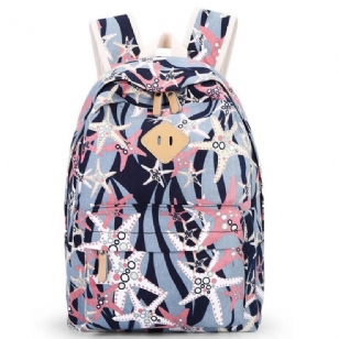 Starfish Print Canvas Backpack