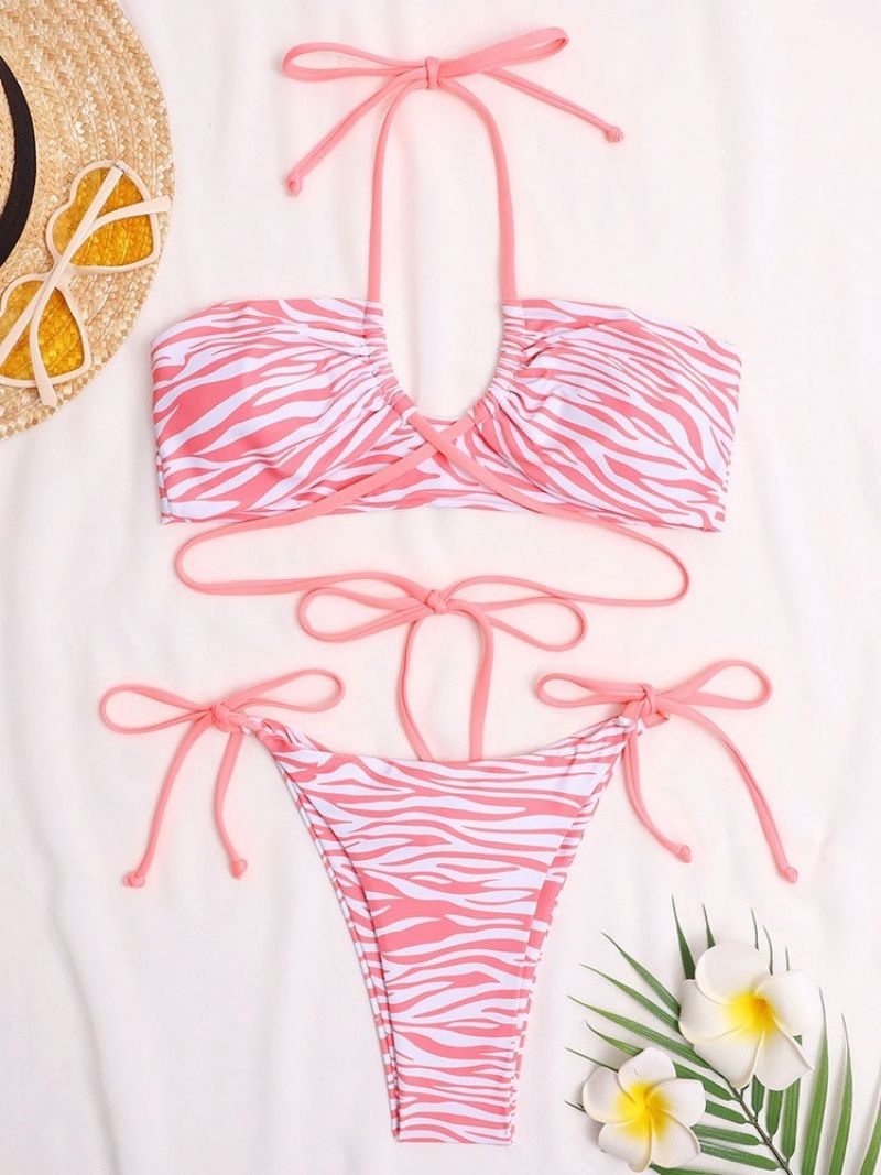 Sexy Šněrovací Bikiny Plavky Zebra Stripe