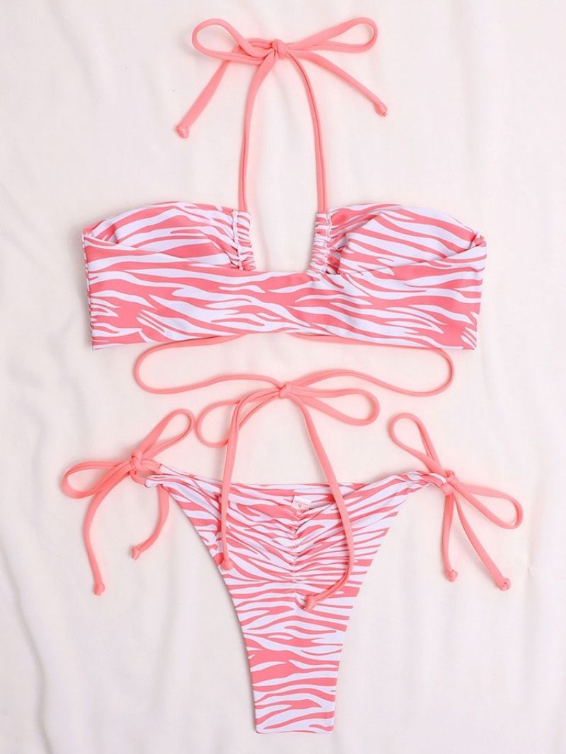 Sexy Šněrovací Bikiny Plavky Zebra Stripe