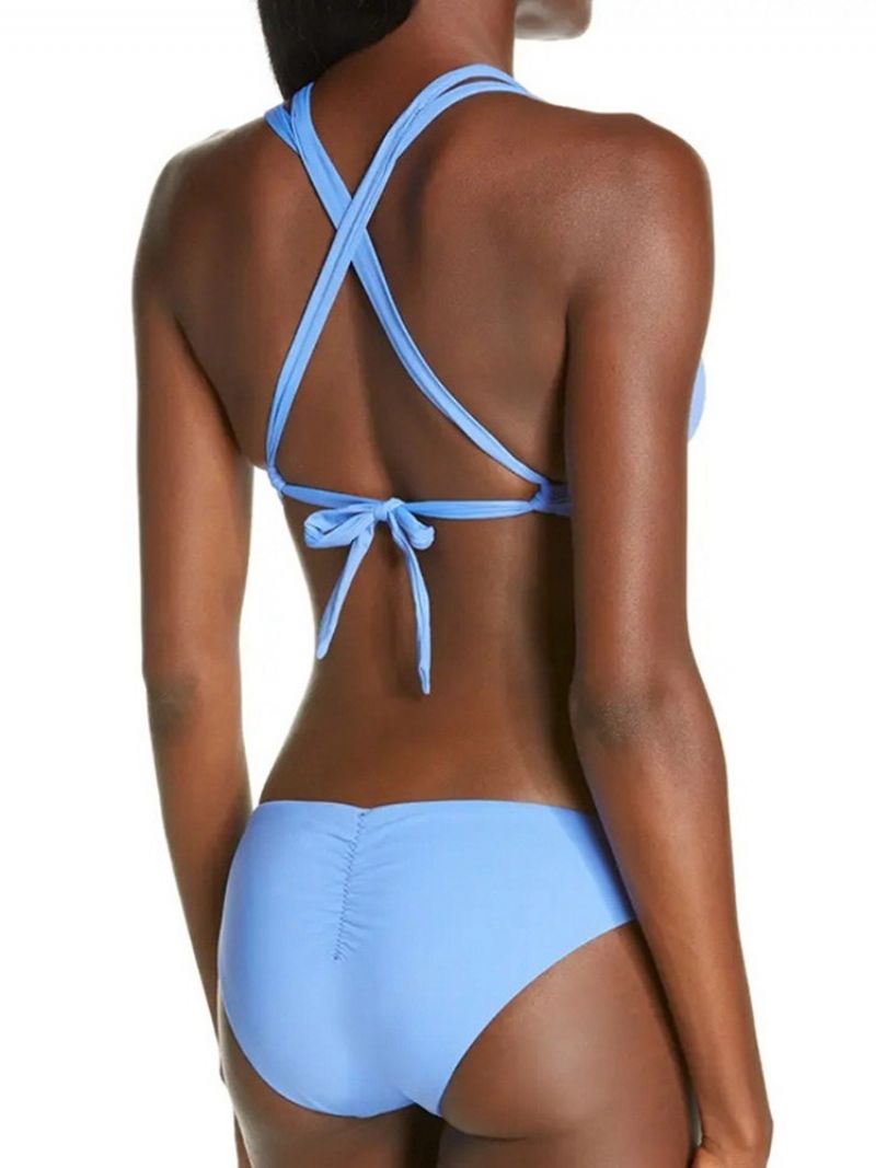 Sky Blue Sexy Tankini Set Obyčejné Plavky