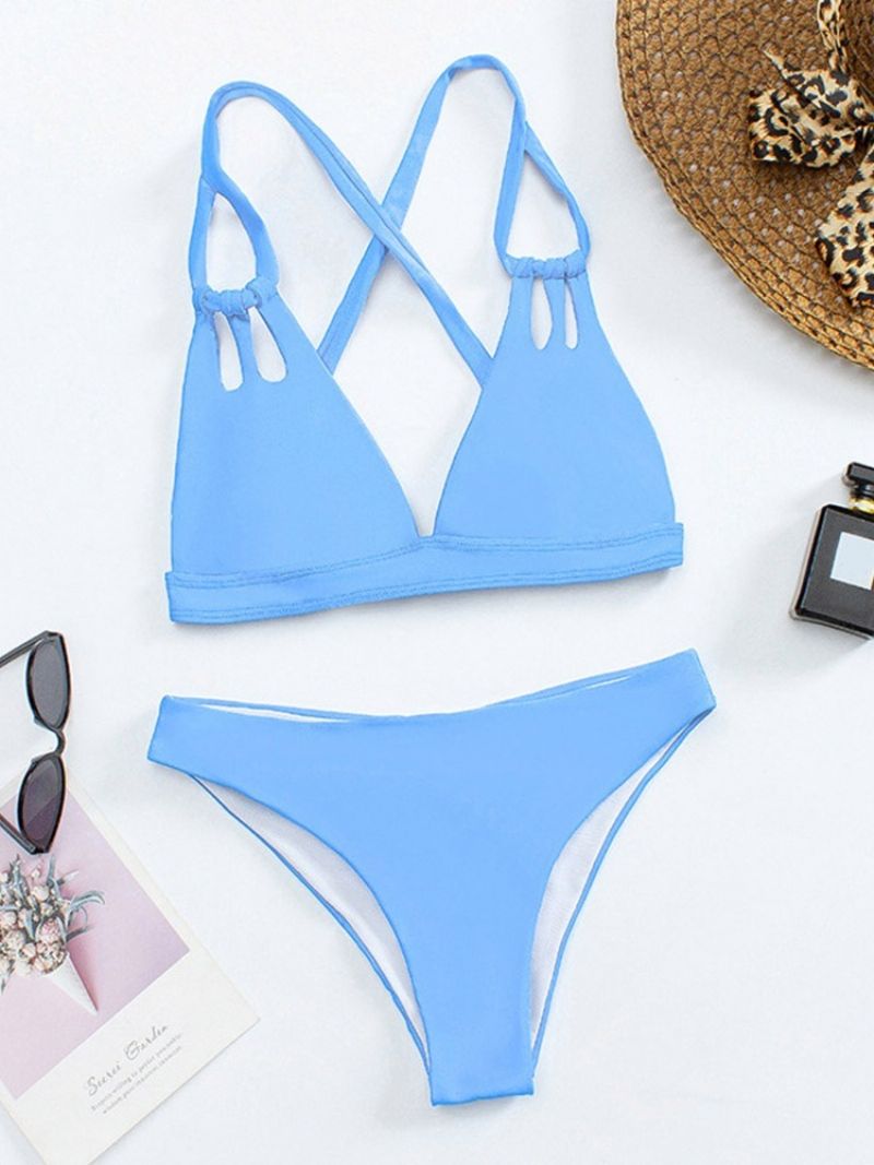 Sky Blue Sexy Tankini Set Obyčejné Plavky