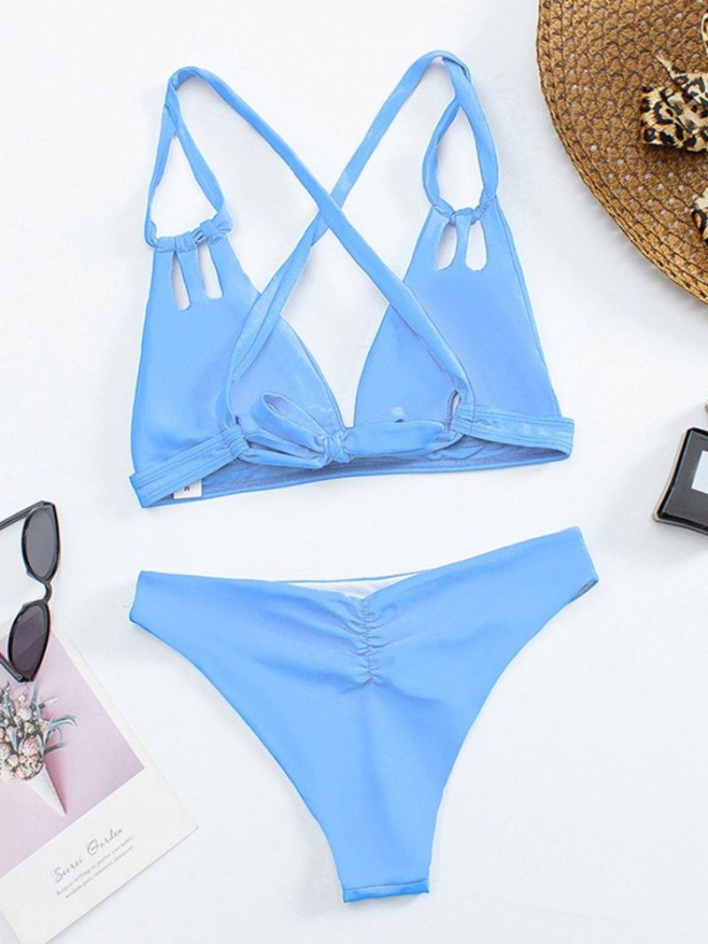 Sky Blue Sexy Tankini Set Obyčejné Plavky