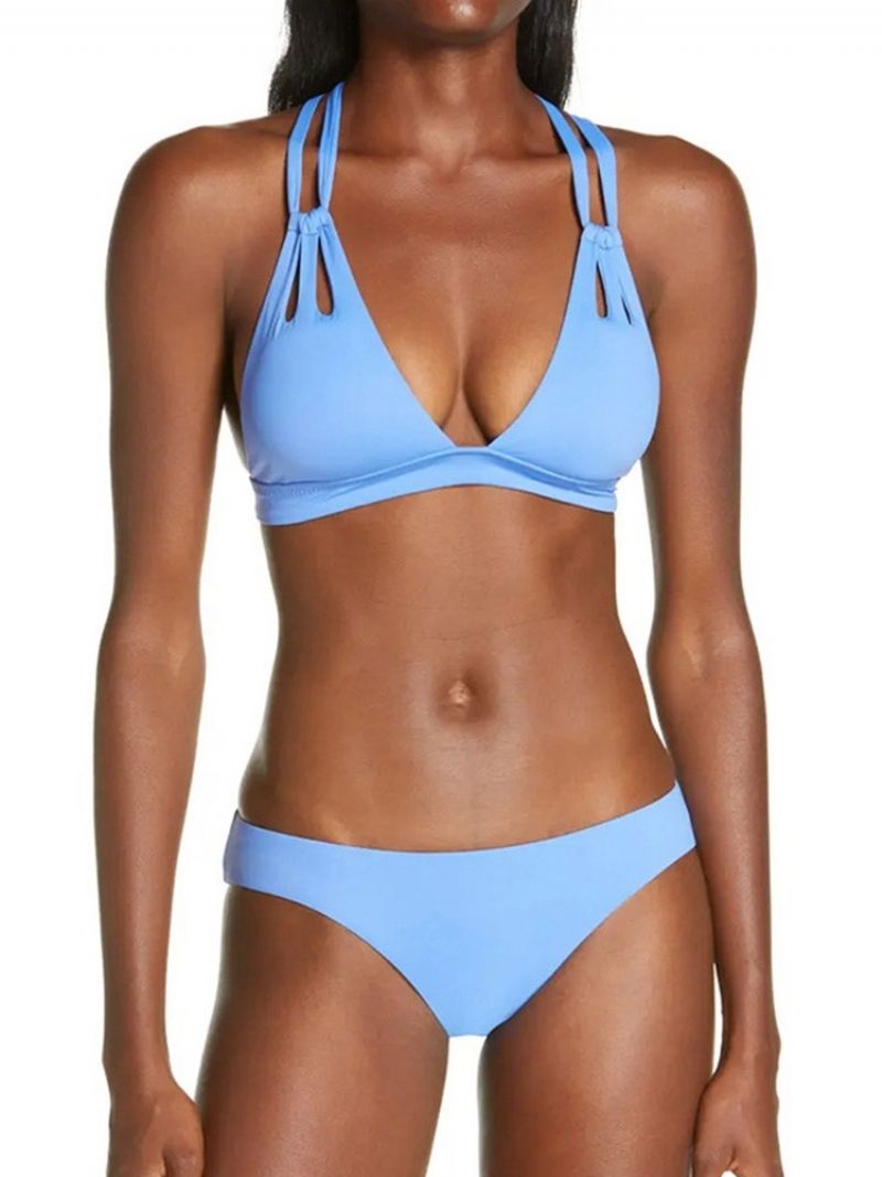 Sky Blue Sexy Tankini Set Obyčejné Plavky