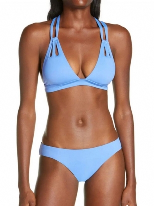 Sky Blue Sexy Tankini Set Obyčejné Plavky