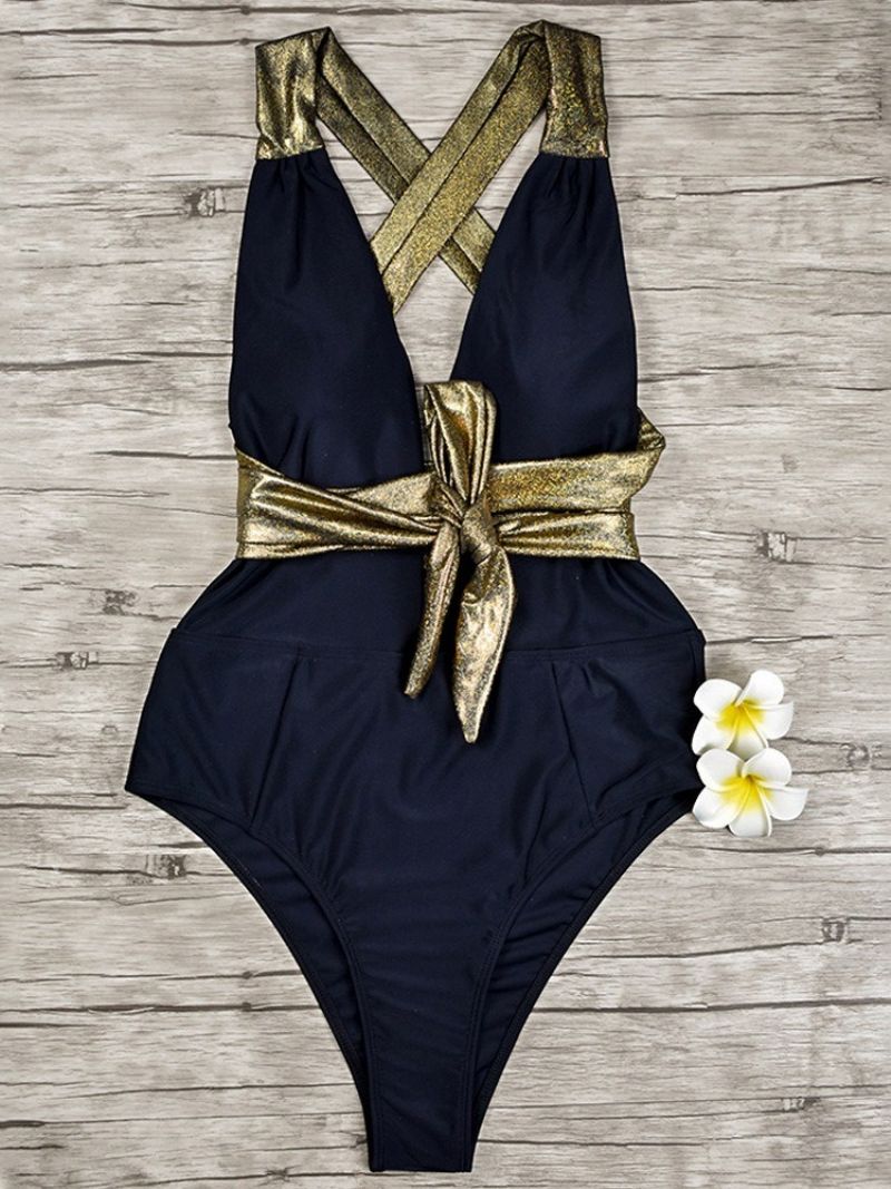 Tankini Set Patchwork One Piece Color Block Plavky