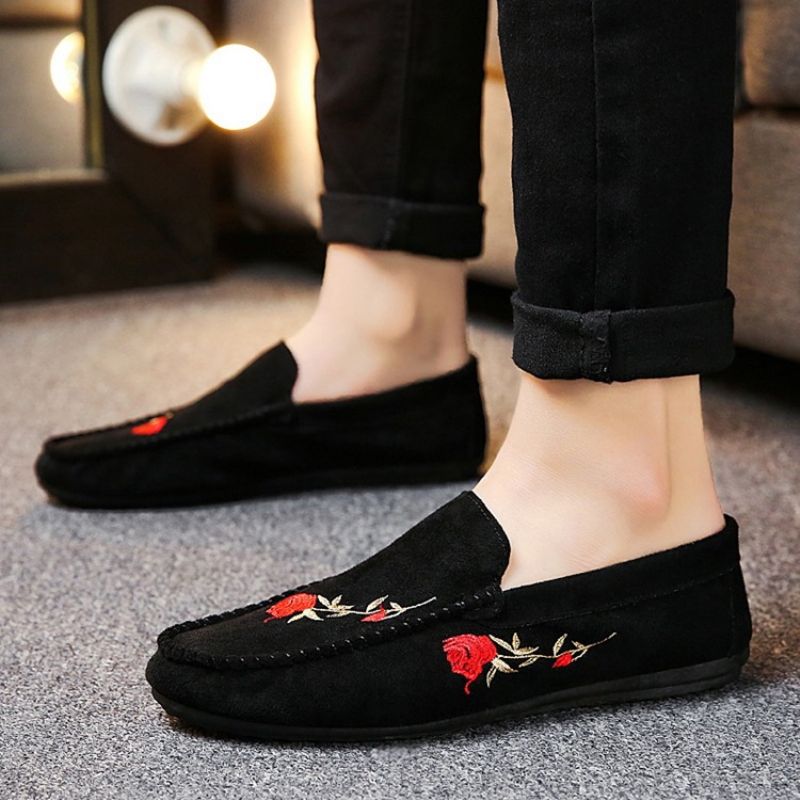 Květinové Slip-on Ploché Boty Bavlněné Tenké Boty Pánské Oxfords