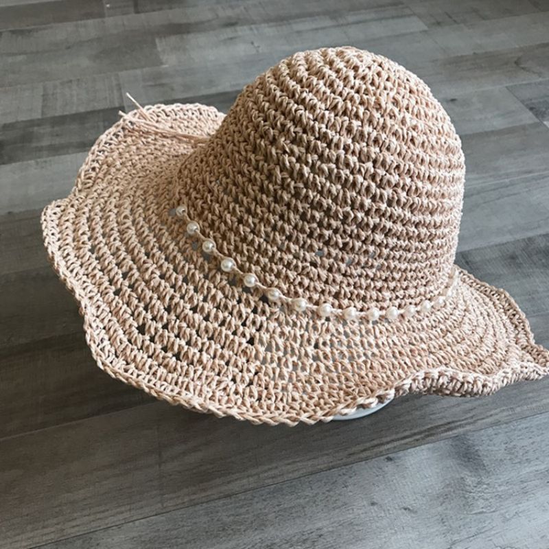 Slámový Pletený Článek Pearl Summer Plain Hat