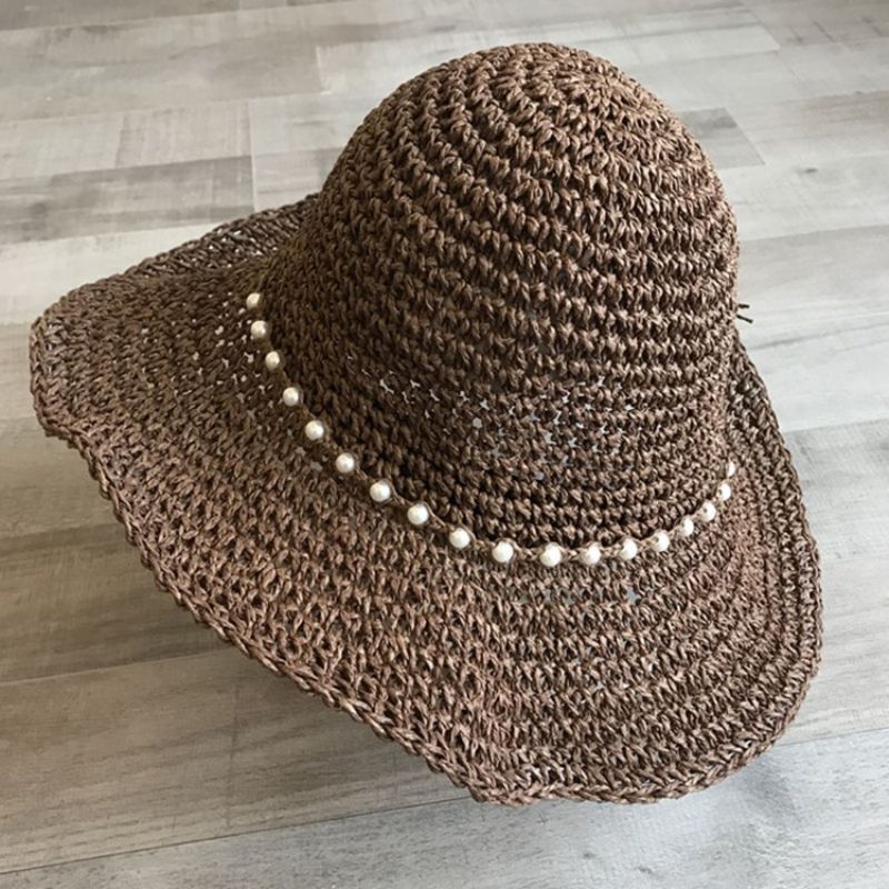 Slámový Pletený Článek Pearl Summer Plain Hat