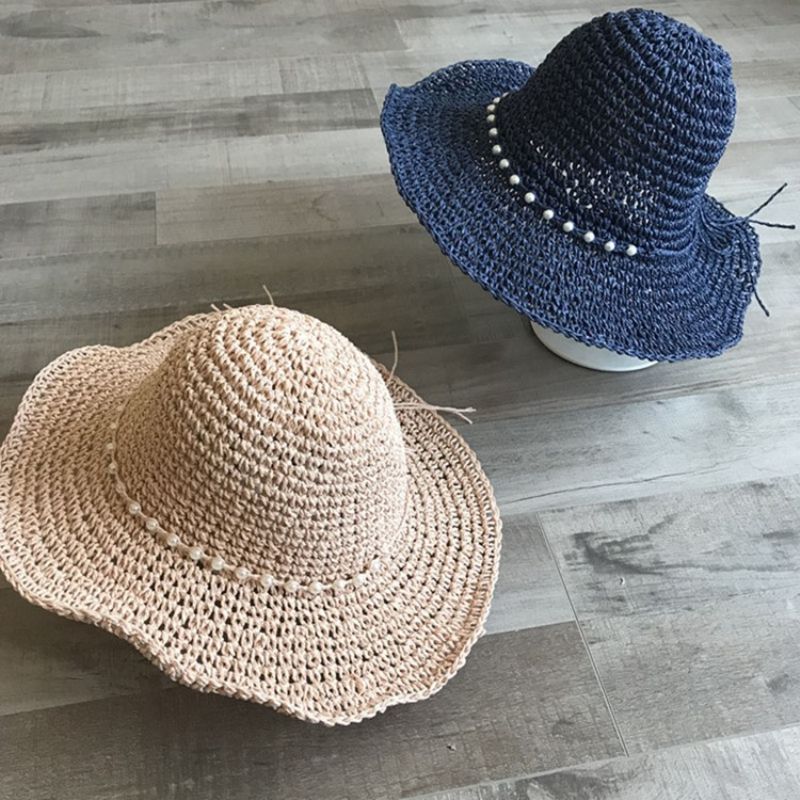 Slámový Pletený Článek Pearl Summer Plain Hat