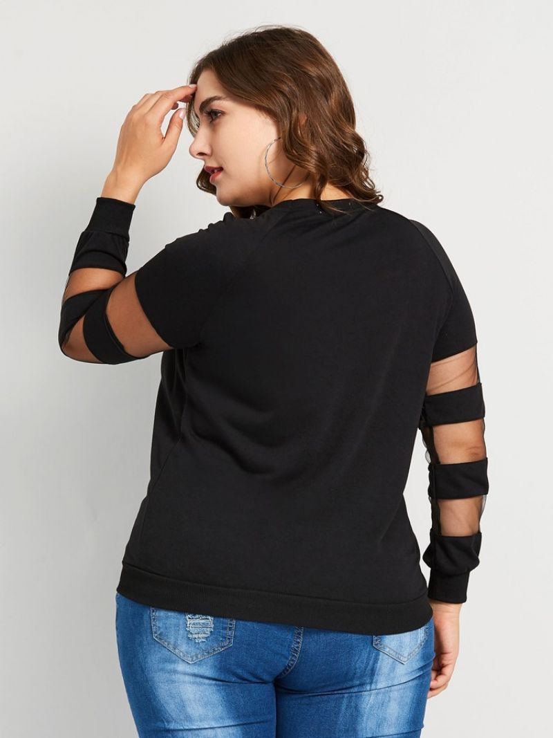 Neformální Tričko Patchwork Mesh Plus Size