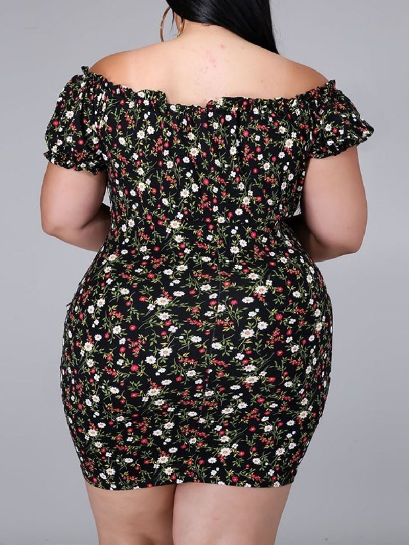 Potisk Nad Kolena S Krátkým Rukávem Bodycon Pullover Floral Bodycon Dress Plus Size