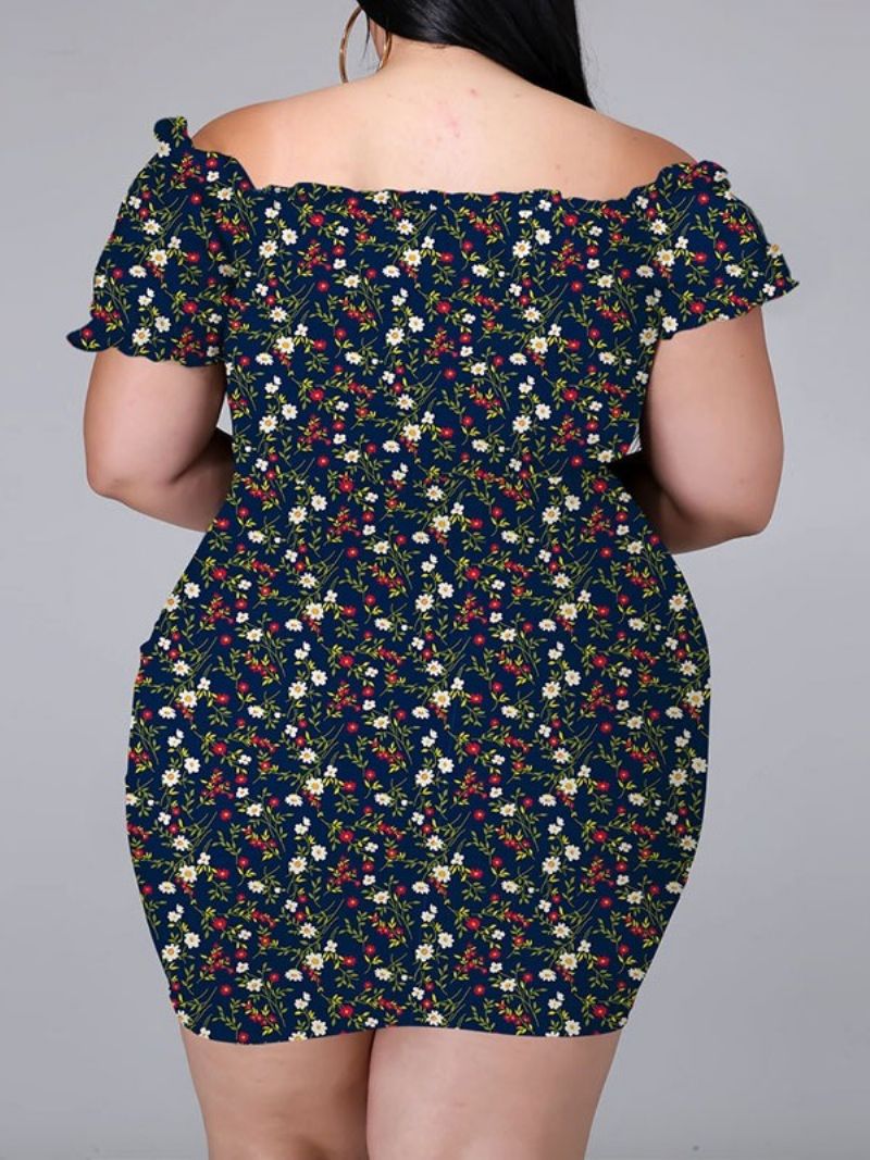 Potisk Nad Kolena S Krátkým Rukávem Bodycon Pullover Floral Bodycon Dress Plus Size